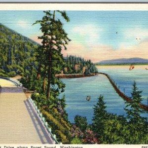 1938 Puget Sound, WA Chuckanut Drive Entrance Bellingham Scenic San Juan PC A253