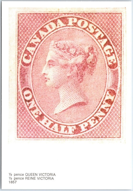 VINTAGE CONTINENTAL SIZE POSTCARD 1/2 PENNY QUEEN VICTORIA STAMP ON CARD CANADA