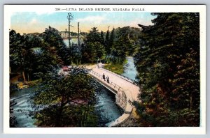 Luna Island Bridge, Niagara Falls New York, Vintage Miller Art Co Postcard