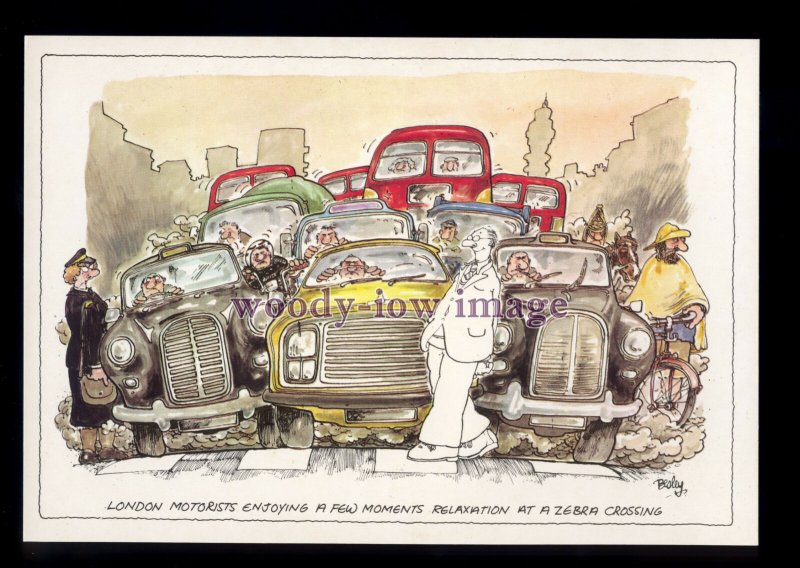 BE205 - London Motorists at a Zebra Crossing - Large Besley Comic Pcard