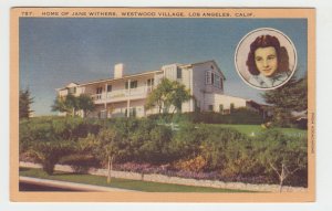 P2365,  vintage postcard home of jane withers westwood village los angles  calif