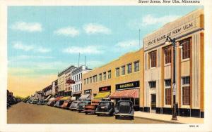 New Ulm Minnesota Street Scene Bank Store Fronts Antique Postcard K21085