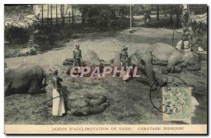 Old Postcard Paris Garden D & # 39Acclimatation Caravan Indian Elephant Eleph...