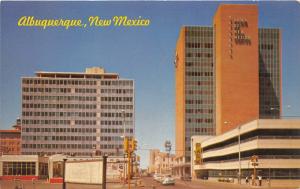 Albuquerque New Mexico~Fourth Street North~Simms Building~Bank~1960s Postcard