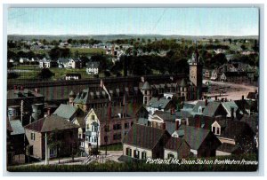 c1905 Union Station From Western Promenade Building Portland Maine ME Postcard 