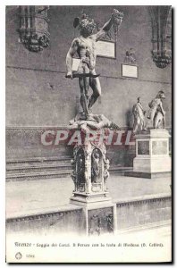 Postcard Old Florence Loggia dei Lanzi Il Perseo con la testa di Medusa Celli...