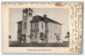 1908 Public School Building Exterior At Everly Iowa IA Posted Vintage Postcard