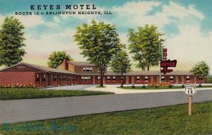 Postcard Keyes Motel Arlington Heights IL