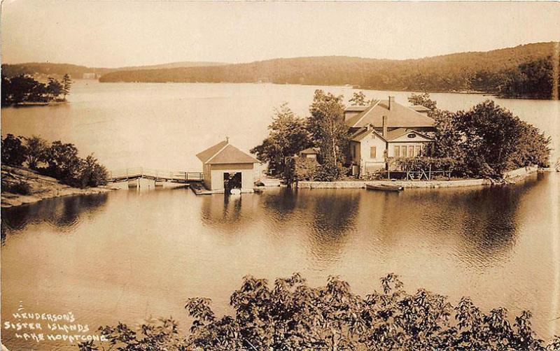 Lake Hopatcong NJ Henderson's Sister Islands Bridge RPPC Postcard