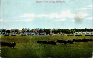 Postcard IA Review of Cavalry Troops at Fort Des Moines Horses UDB ~1905 H14