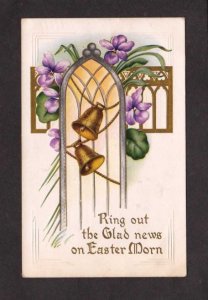 Ring Out Glad News Easter Morn Bells Window Violet Flowers Greetings Postcard