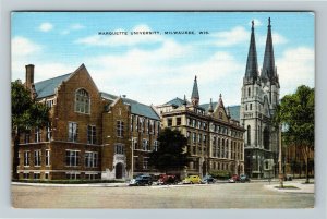 Milwaukee, WI-Wisconsin, Marquette University, Linen Postcard