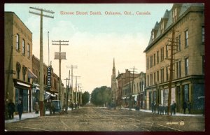 dc3143 - OSHAWA Ontario Postcard 1910s Simcoe Street South. Stores