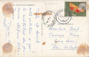 Romania postcard from `60s attractive butterfly stamp Suceava Vatra Dornei