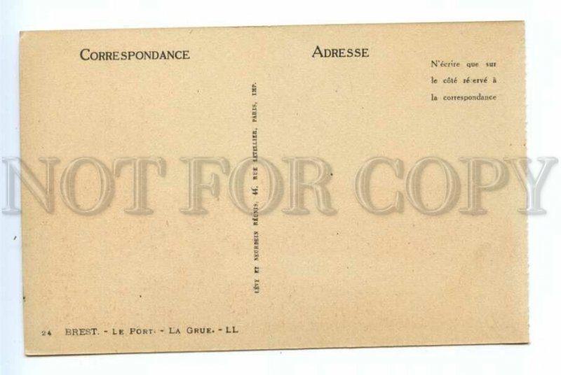 494931 FRANCE Brest fort and crane Vintage Levy postcard