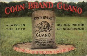 Coon Brand Guano Patapsco Guano Co Baltimore MD c1910 Postcard