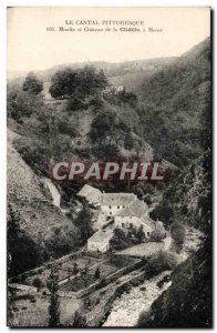 Old Postcard Cantal Picturesque Mill and Chateau de la Clidele has Menet