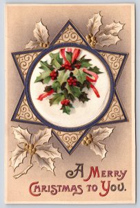 Christmas Calligraphy~Silk Holly Berry~Six Point Gold Leaf Design Star~Germany