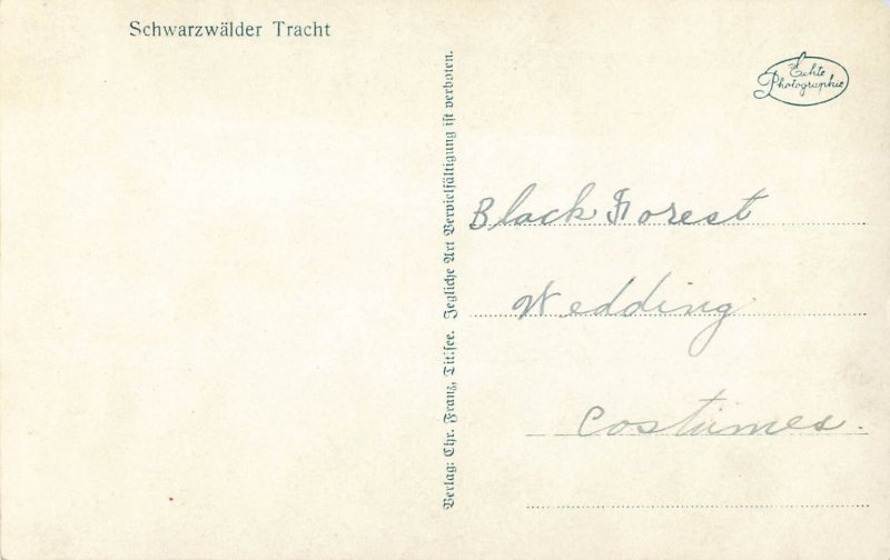 German Black Forest Wedding Costumes Photo Postcard