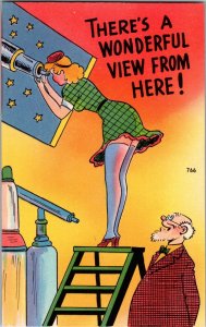 Vintage Postcard Comic Sexy Woman Skirt Ji12