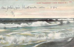 Pleasant View Rhode Island Waterfront Surf Antique Postcard K80956