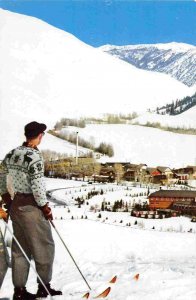 Skier at Ski Field Sun Valley Village Idaho Union Pacific Railroad postcard