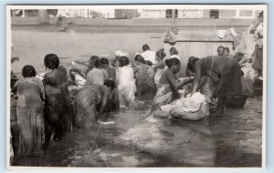 RPPC Women in water INDIA? Real Photo Postcard