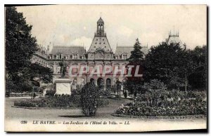 Old Postcard Le Havre gardens of the town hall