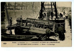 497145 France PARIS September 27 1911 ACCIDENT PONT DE LARCHEVECHE BUS SEINE