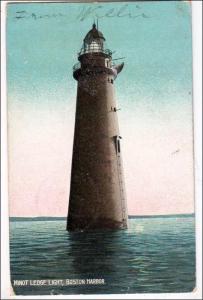 Minot Ledge Lighthouse, Boston MA  *RPO- Boston & Albany RR