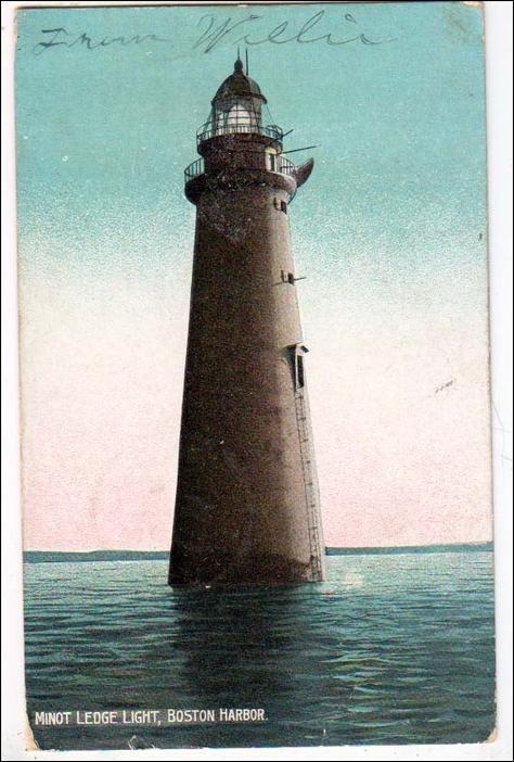 Minot Ledge Lighthouse, Boston MA  *RPO- Boston & Albany RR