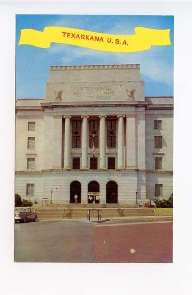 Texarkana AR Street View Old Car PO & Court House  Postcard