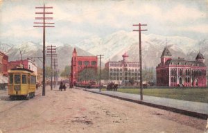 Ogden Utah 25th Street, Trolley Car, Color Lithograph Vintage Postcard U7931