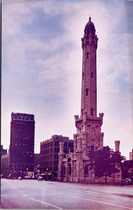 Vtg 1950s Chicago Avenue Water Tower Chicago Illinois IL Unused Chrome Postcard