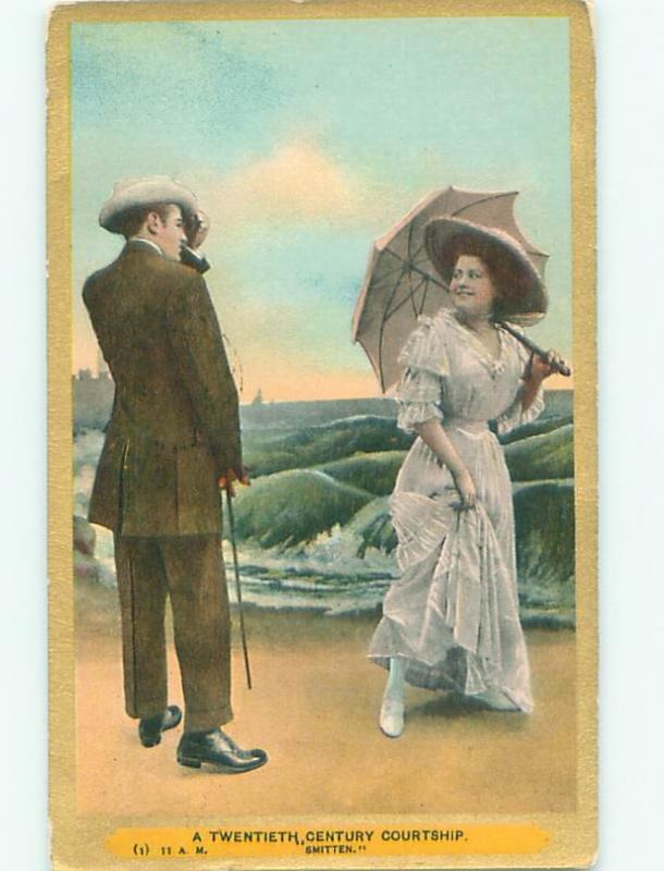 Divided-Back ROMANTIC COUPLE Great Postcard AA7543