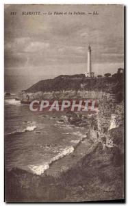 Old Postcard Lighthouse and cliffs Biarritz