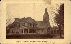 Riverhead Long Island New York NY Grace Church Rectory Vintage Postcard