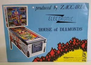 House Of Diamonds Pinball Flyer 1978 Rare Zaccaria Italy Promo Art 8.25 x 11.5