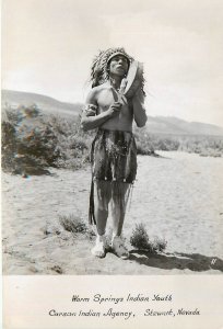 Postcard RPPC 1930s Nevada Stewart Warm Springs Indian Youth NV24-1419