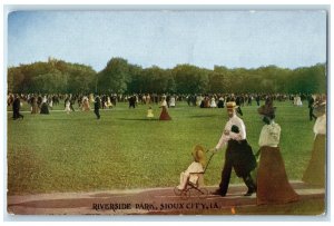 c1910 Crowd Scene Riverside Park Sioux City Iowa IA Unposted Antique Postcard
