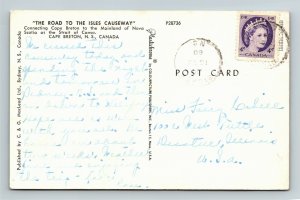 Cape Breton Nova Scotia, islas Causeway, Vintage Postal de Canadá c1960 