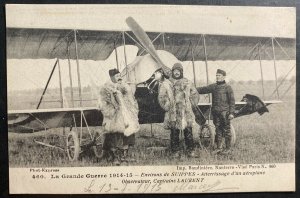 Mint France Real Picture Postcard Captain Laurent Biplane Landing WWI