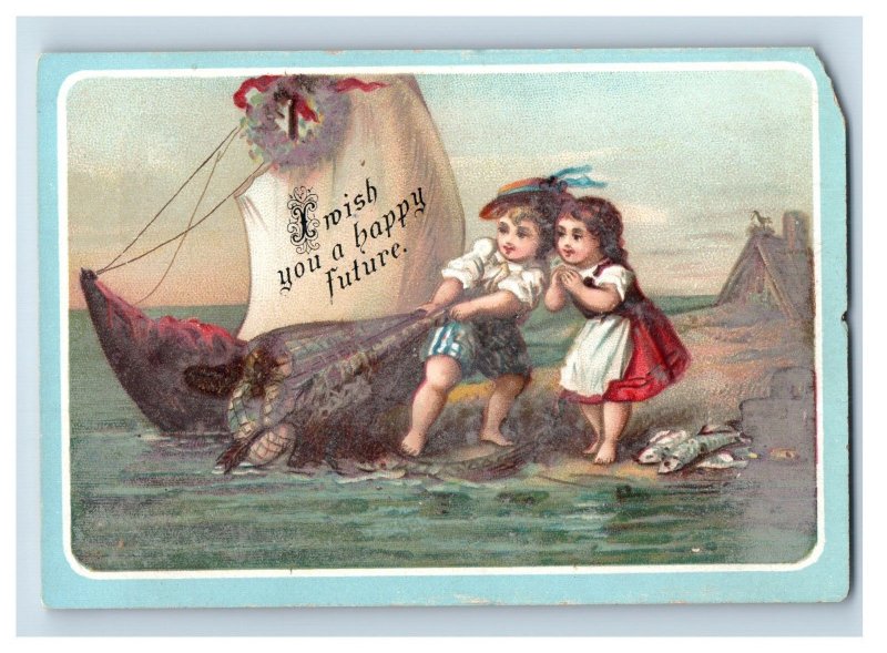 1880s Victorian Birthday Cards Children Fantasy Sea Cherub Lot Of 3 F130