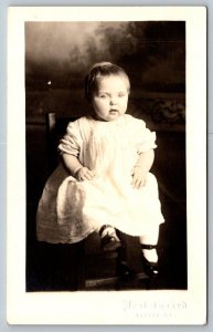 RPPC Real Photo Postcard - Young Girl Posing in Studio - Aurora, Illinois  1919