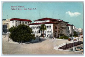 Edificio Federal, Federal Building Cars San Juan Puerto Rico PR Vintage Postcard