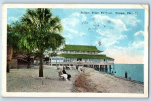 1923 Tampa Florida FL Postcard Ballast Point Pavillion Scenic View Bench Beach