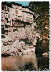 Postcard Modern Bridge Royans Isere Hanging Houses The Bourne