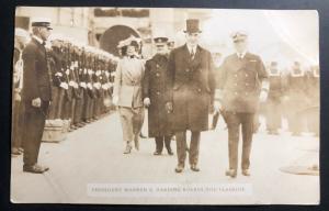 Mint USA Real Photo Postcard RPPC President Warren Harding Boards The Flagship