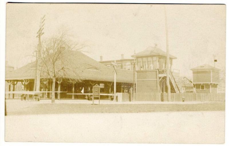 Orient Heights, East Boston MA Railroad Station Train Depot Real Photo Postcard