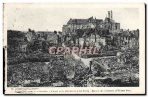 Old Postcard Soissons After the 2nd invasion Around the cathedral Army